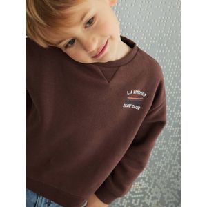 Jongenssweater met leuke animatie op de rug chocoladebruin