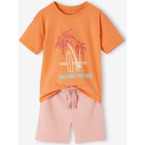 Pyjashort voor jongens met palmbomen abrikoos