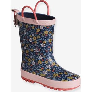 Rubberen regenlaarzen met print voor kinderen marineblauw