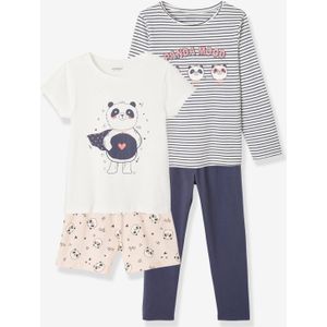 Set pyjama + pyjama met korte broek Panda set ivoor