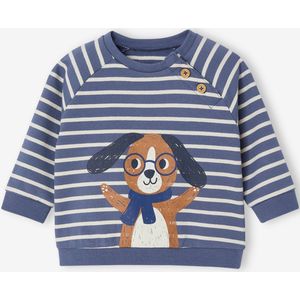 Gestreept sweatshirt van molton baby blauw, gestreept