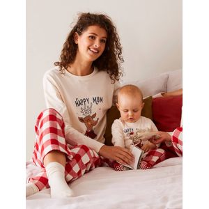 Kerstpyjama ""Happy Family"" voor dames ecru