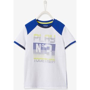 Tweekleurig sport T-shirt voor jongens van technisch materiaal met pixeleffect wit