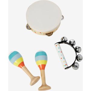 Set van 3 instumenten: maracas, tamboerijn en bellenhandvat meerkleurig