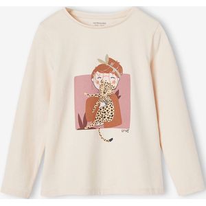 T-shirt motief ""Egerie"" (muze) meisjes lange mouwen beige (poederkleur)
