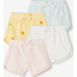 Set van 4 badstoffen shorts baby's lichtroze