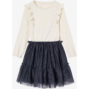 Set shirt met ruches en tule rokje voor meisjes antraciet