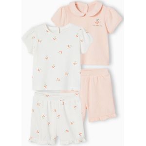 Set van 2 baby pyjama's 2 stuks honingraat lichtroze