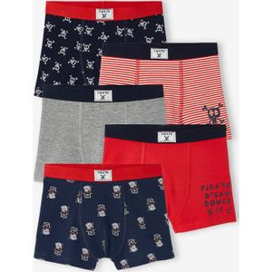 Set met 5 stretch boxers ""piraten"" voor jongens set marineblauw en rood