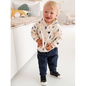 Babyset met sweater van fleece en keper broek nachtblauw