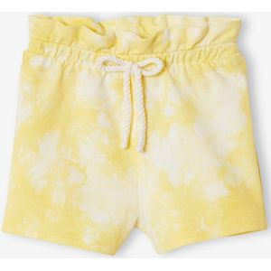 Korte broek voor baby's met tie and dye effect van molton geel