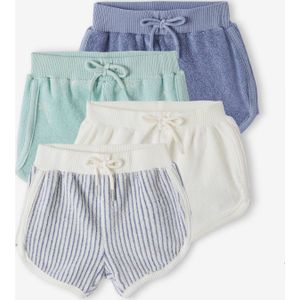 Set van 4 badstoffen shorts baby's chambrayblauw