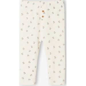 Effen geribbelde legging voor baby beige, bedrukt