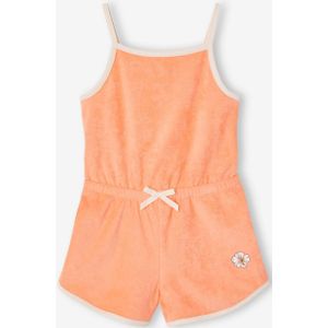 Badstof korte jumpsuit voor meisjes perzik