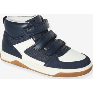 Hoge kindersneakers met klittenband ongewassen denim