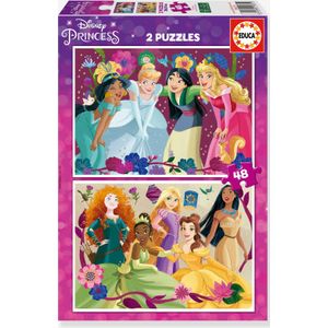 Puzzels 2X48 stukjes Disneyprinsessen - EDUCA meerkleurig