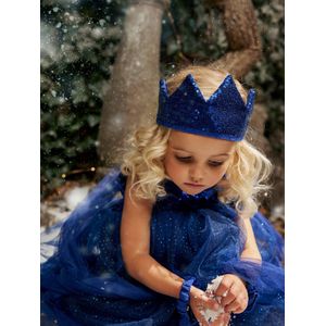 Verkleedkleren prinses met sluier en kroon blauw