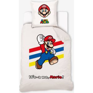Set dekbedovertrek + kussensloop voor kinderen Super Mario� en Luigi wit