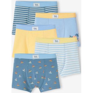 Set met 5 stretchboxers voor jongens ""surf"" lichtgeel