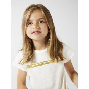 Iriserend gestreept sportshirt voor meisjes ecru