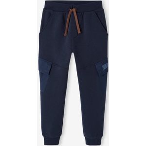 Joggingbroek jongens met sport klepzakjes nachtblauw