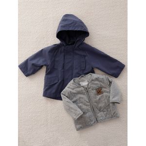 3-in-1-parka voor baby met afneembaar vest in fleece leiblauw