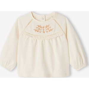 Geborduurde shirtblouse voor babymeisjes met lange mouwen ecru