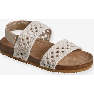 Kindersandalen met klittenband en gehaakt effect beige