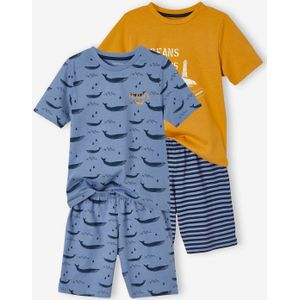 Set van 2 Oeko-Tex� pyjama's voor jongens met walvissen set mosterd en blauw