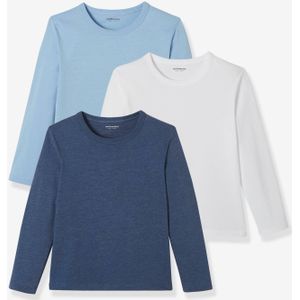 Set van 3 T-shirts voor jongens met lange mouwen Oeko-Tex� set blauw ton sur ton
