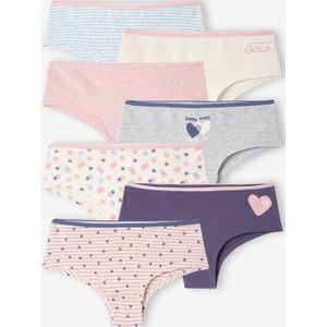 Set met 7 shorties met hartjes voor meisjes blauw