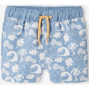 Bedrukte zwemshort voor babyjongens turquoiseblauw