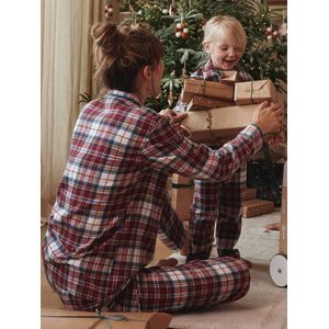 Flanellen pyjama voor volwassenen ""Happy Family"" capsulecollectie rood, geruit