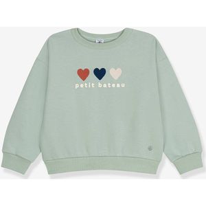 Meisjessweater met hartjes PETIT BATEAU amandelgroen