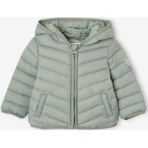 Lichte donsjas met capuchon voor baby's saliegroen