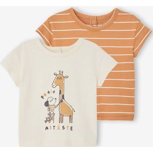 Set van 2 T-shirts voor baby, met korte mouwen karamel