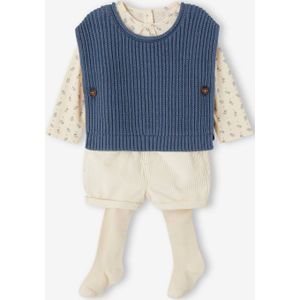 4-delige babyset: T-shirt + short + trui + maillot jeansblauw