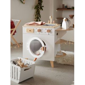 Houten wasmachine en strijkijzer wit