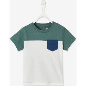 Baby colorblock T-shirt met korte mouwen groengrijs