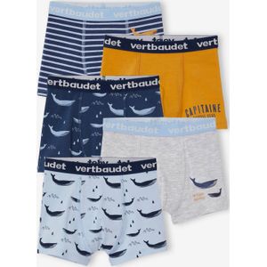 Set van 5 Oeko-Tex� stretch jongensboxers walvissen set blauw