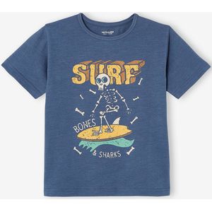 T-shirt met grafisch motief jongens donker leisteenblauw
