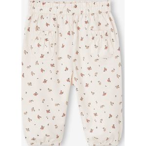 Fluwelen pantalon met bloemen voor meisjesbaby ecru