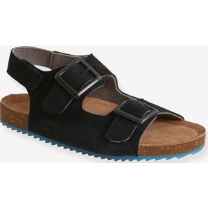 Leren kindersandalen volledig open marineblauw