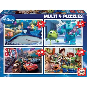 Set met 4 puzzels van 50 tot 150 stukjes Multi 4 Disney� Pixar EDUCA blauw