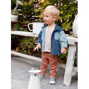 Contrasterend denim babyjasje stone