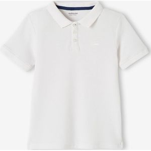Poloshirt met korte mouwen voor jongens met borduurwerk op de borst wit