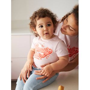 Meisjes-T-shirt Family team capsulecollectie vertbaudet en Studio Jonesie in biologisch katoen roze
