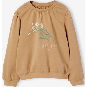Romantisch sweatshirt met bloemmotief en flatlockdetails taupe