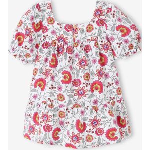 Babyjurk met bloemen en ruches ecru