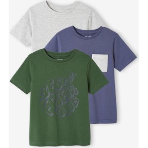 Set van 3 geassorteerde jongens-T-shirts met korte mouwen groen